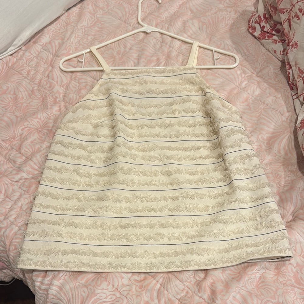 Anthropologie Maeve Beige and White Striped Tank Top US2
